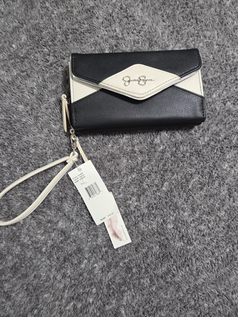 Jessica Simpson Black and Cream Envelope Wristlet Wallet